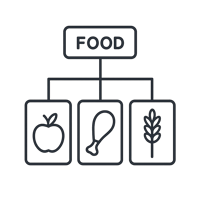 Food taxonomy  classification icon black and white with thin lines-1
