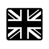 black and white icon of british flag