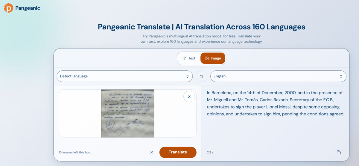 Messi signed by Barcelona_ restaurant servillete_English translation with Pangeanic Translate