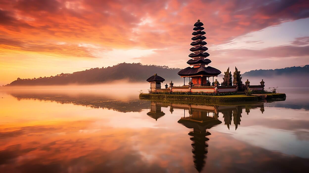 ancient-pura-ulun-danu-bratan-besakih-or-famous-hindu-temple-and-tourist-in-bali-island-at-sunrise-concept-by-ai-generated-free-photo